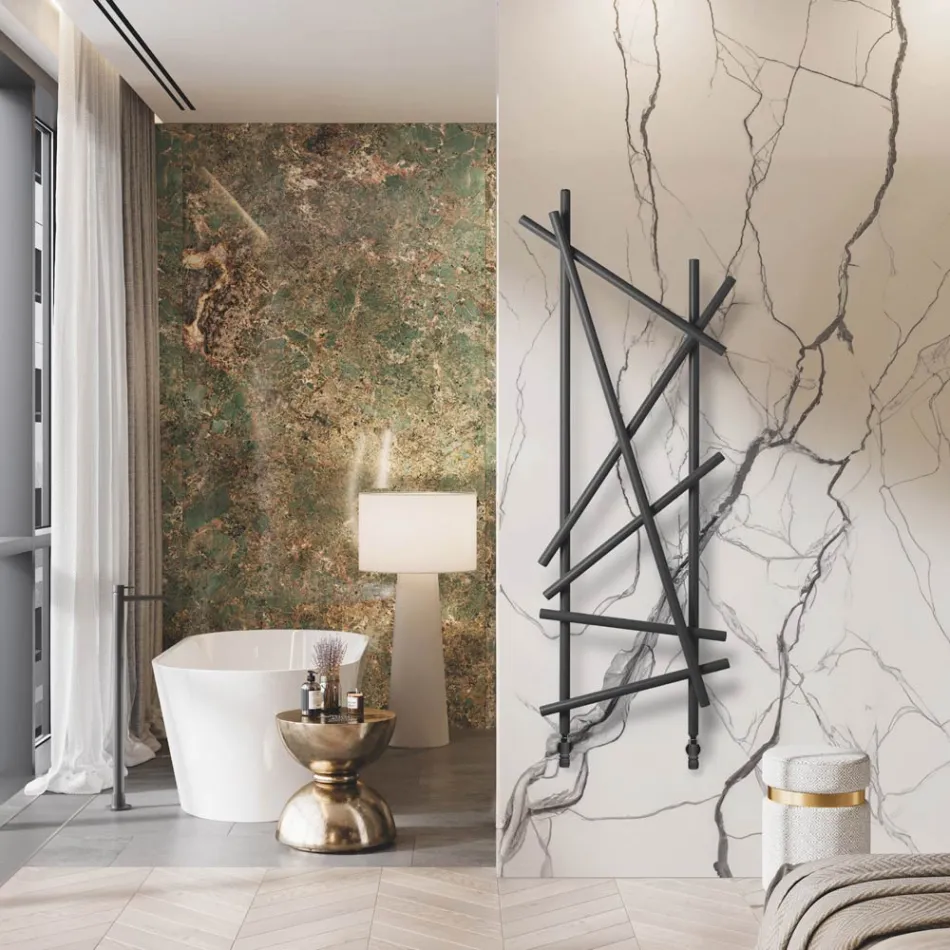 Hydraulisk radiator i stål med rundsektionsrør fremstillet i Italien - tilfældigt Viadurini