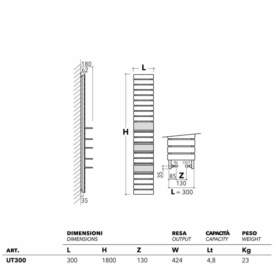 Hydraulisk Termoarredo stål, eg hylder, Utility Scirocco H Viadurini