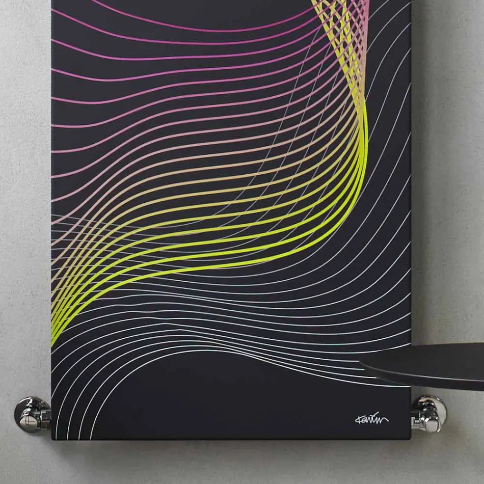 Moderne hydraulisk vægmonteret radiator i stål med dekoration på 839 watt - Kelvin Viadurini