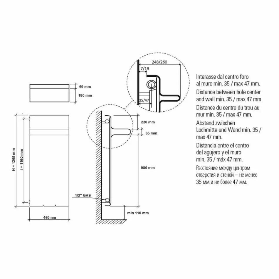 Kølerhåndklædestativ Lodret design Hydraulisk op til 719 watt - Rebel Viadurini