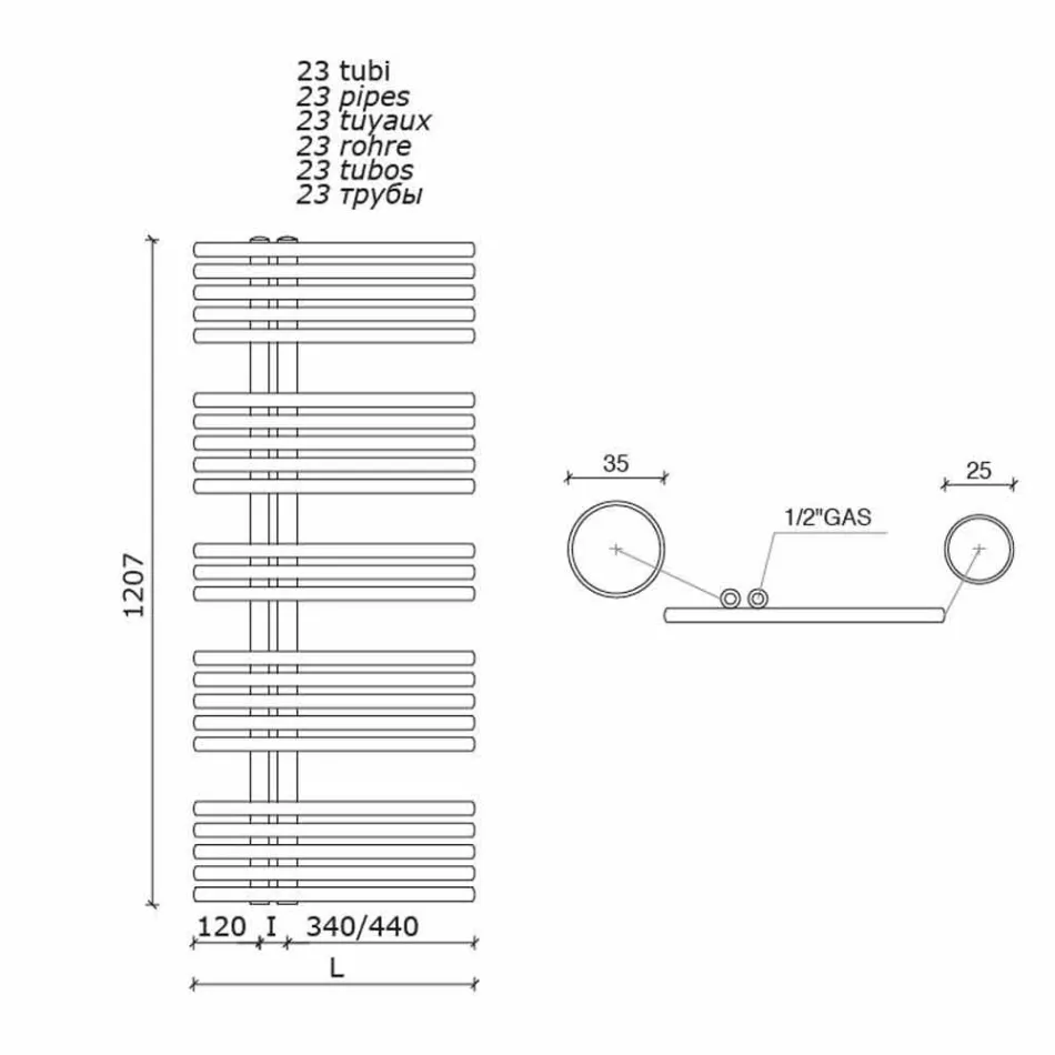 Vægmonteret håndklædevarmer til moderne design Op til 690 W - påfugl Viadurini