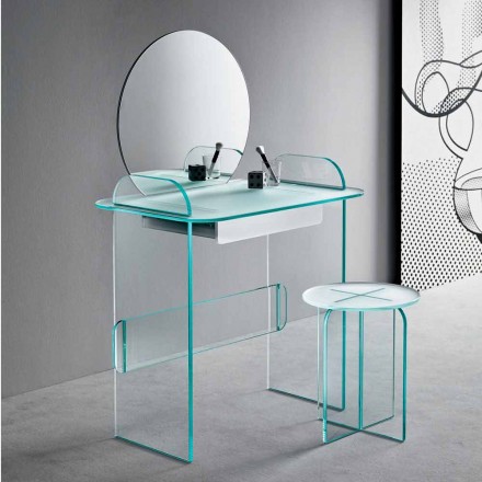 Makeup-toiletbord med spejl og glasskuffe 3 finish - Salvie Viadurini