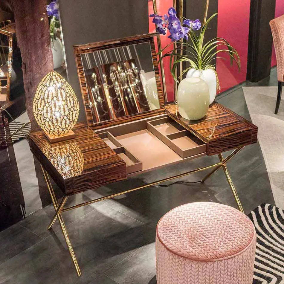 Moderne toiletbord med folde top i skinnende ibenholt Ada 3 Viadurini