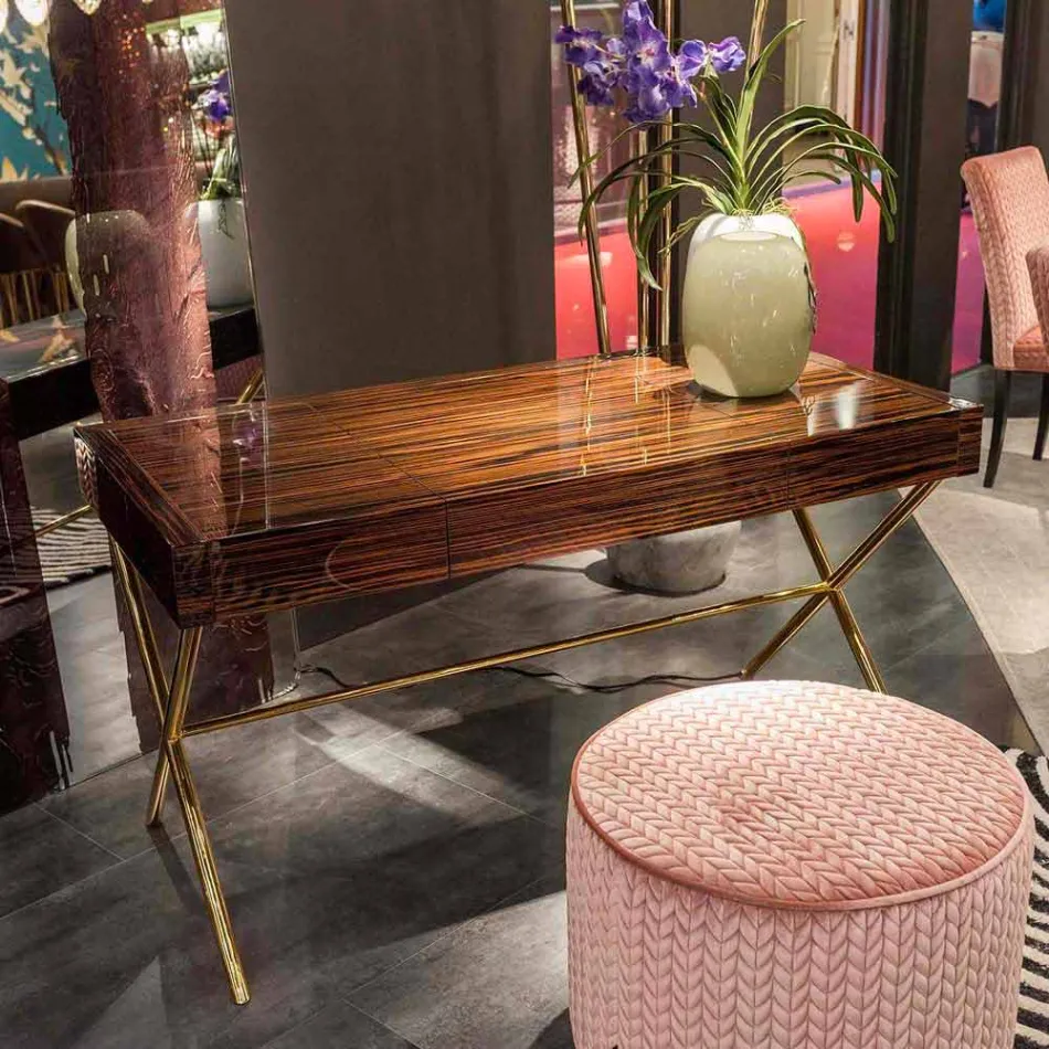 Moderne toiletbord med folde top i skinnende ibenholt Ada 3 Viadurini