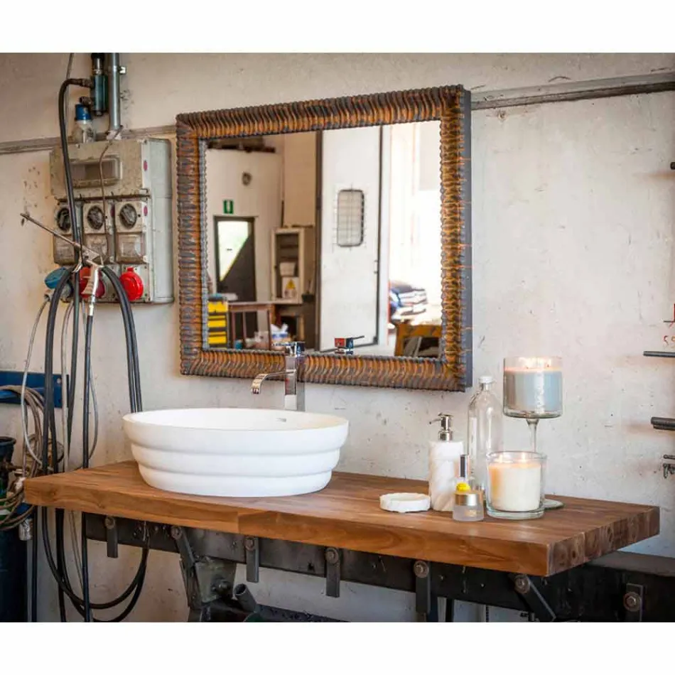 Norcia vægmonteret teak ophængt håndvask top Viadurini