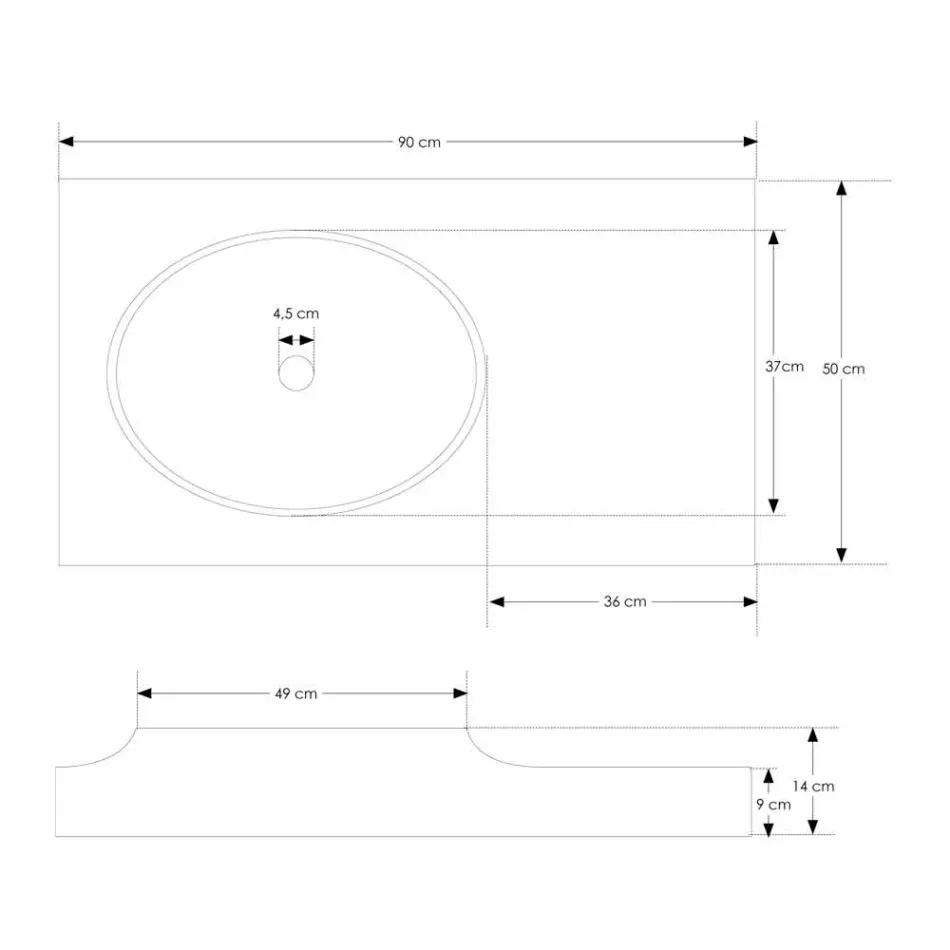 Fast overfladeophæng med integreret Arona håndvask Viadurini