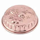 Rundhåndsformet kobberkagepande med frugtdekoration 28 cm - Gianmattia Viadurini