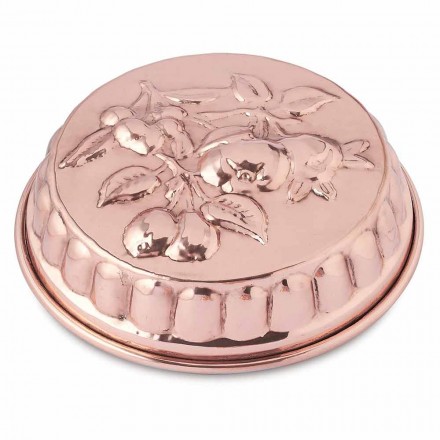 Rundhåndsformet kobberkagepande med frugtdekoration 28 cm - Gianmattia Viadurini