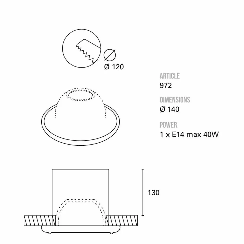 TOSCOT Battersea fyrtårn forsænket diameter 14 cm Made in Toscana Viadurini