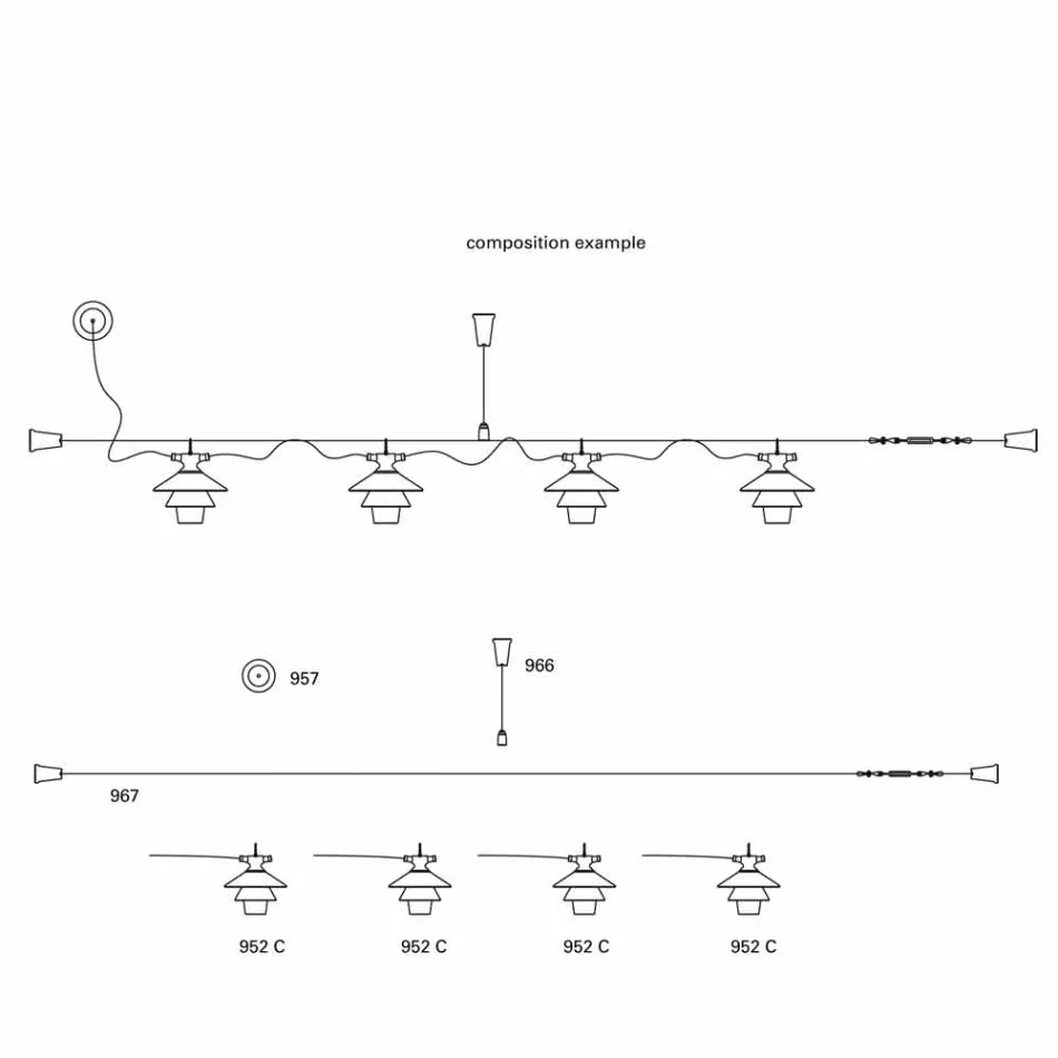 TOSCOT Battersea stort loft steg for sammensætninger Viadurini