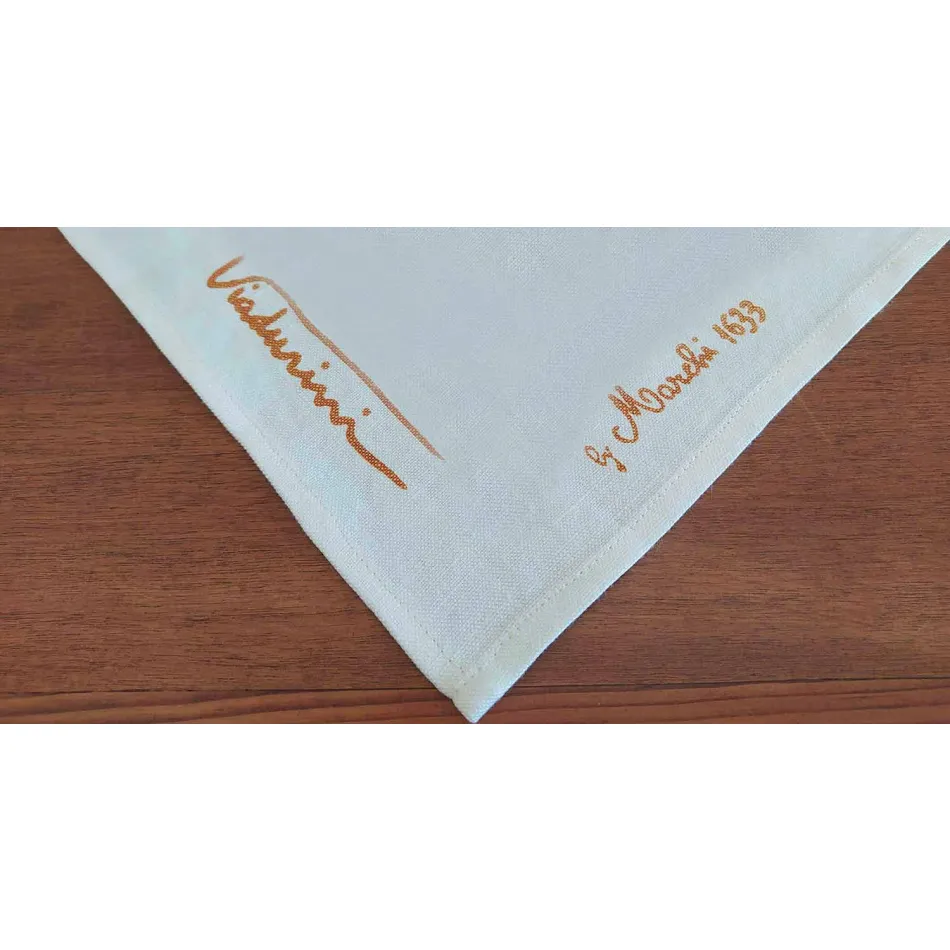 Bordsduk af italiensk kunst med hånd bomuldstryk unikt stykke Viadurini