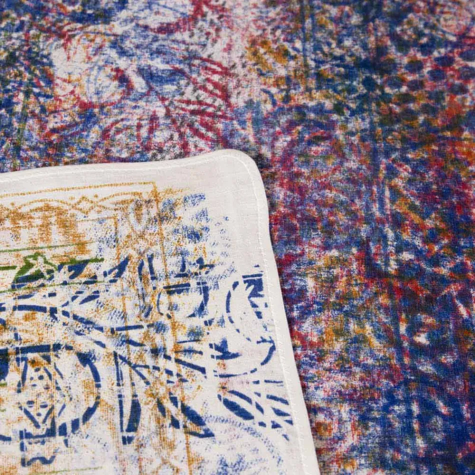 Duk af italiensk kunst med håndtrykt bomuld, et stykke - mærker Viadurini