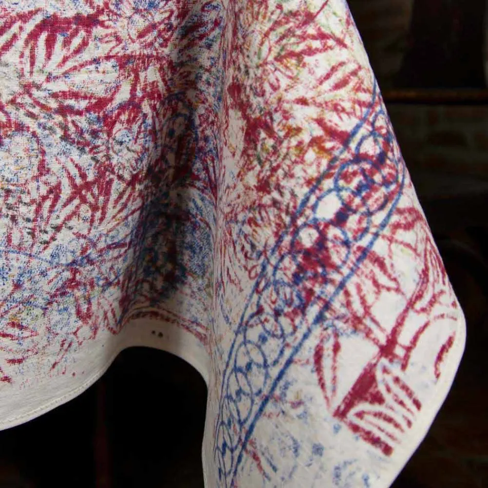 Duk af italiensk kunst med håndtrykt bomuld, et stykke - mærker Viadurini