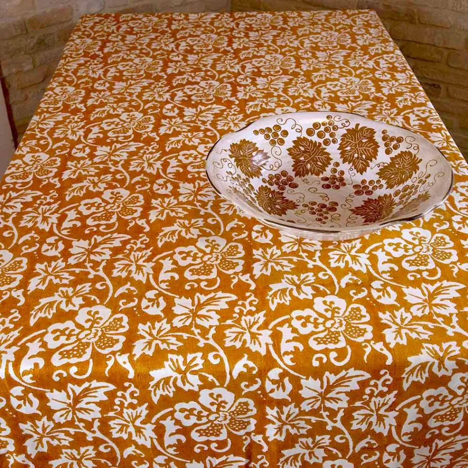 100% italiensk håndlavet linnedduk med et stykke håndtryk - mærker Viadurini