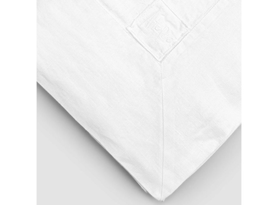 Luksus hvid rektangulær hørdug med stel eller blonder - Davinci Viadurini