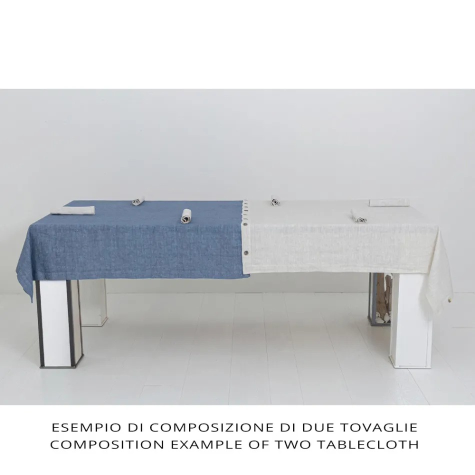 Luksus modulært farvet hørdug med knaphuller og 12 knapper - Middelhavet Viadurini