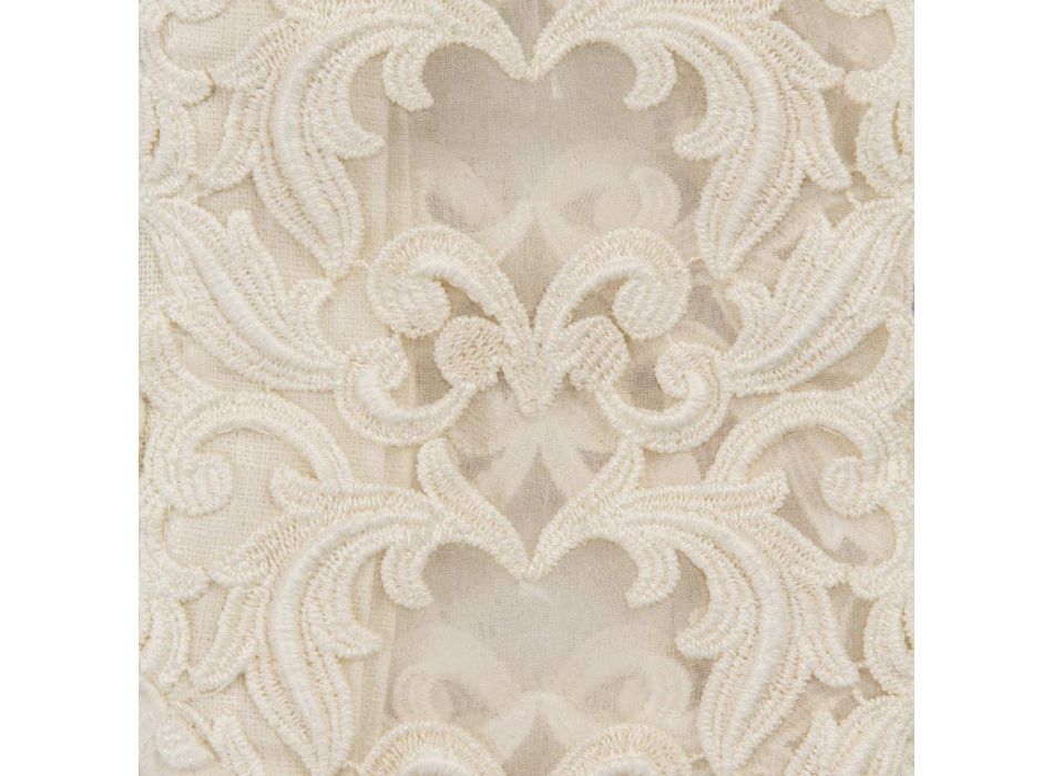 Beige linned firkantet duge med håndlavet luksus Farnese blonder - Kippel