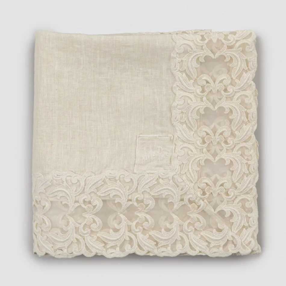 Beige linned Firkantet dug med Artisan Luxury Farnese Lace - Kippel Viadurini