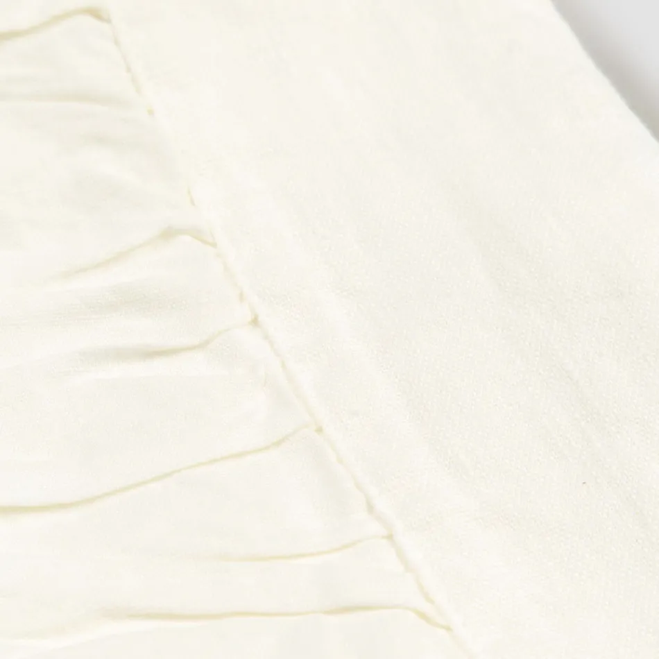 Rektangulær dug i hvidt hør, stel og præget foldekant - Mippel Viadurini