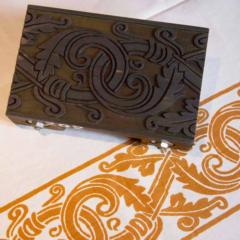 Meget udformet italiensk trykt bomuld og linned dug - mærker Viadurini