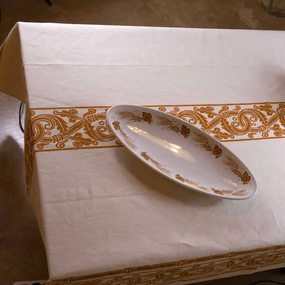 Meget udformet italiensk trykt bomuld og linned dug - mærker Viadurini