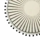 Rund morgenmad dækkeserviet i jute med sorte Pom Poms 12 stykker - Casside Viadurini