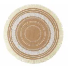 Rund morgenmadsdækkeserviet i jute og 3 hvide dekorationer 12 stk - Cassiode Viadurini