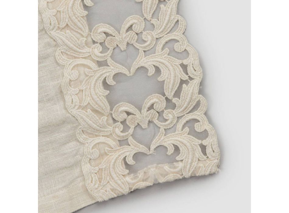Amerikanske morgenmadsdækkeservietter i linned med blonder, design i 2 dele - Kippelino Viadurini