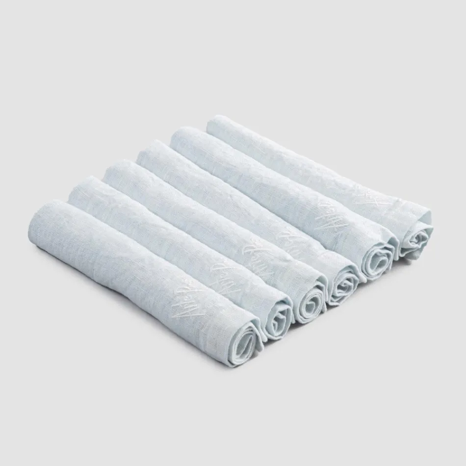 Tunge hørservietter med foldet kant, forskellige farver, 6 stykker - Onestini Viadurini