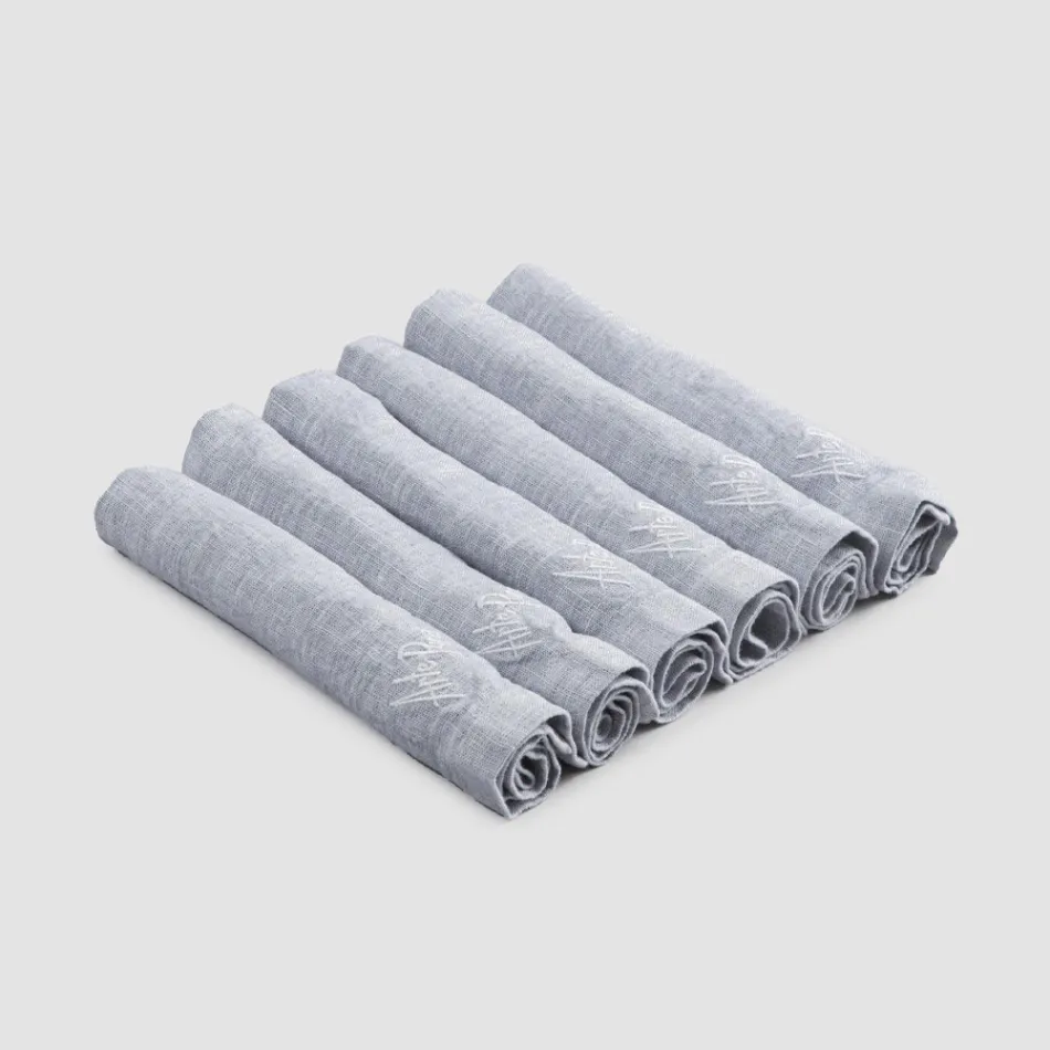 Tunge hørservietter med foldet kant, forskellige farver, 6 stykker - Onestini Viadurini