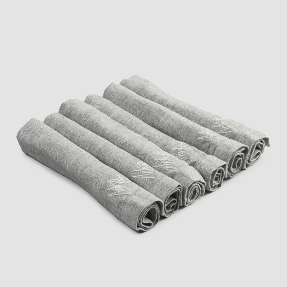 Tunge hørservietter med foldet kant, forskellige farver, 6 stykker - Onestini Viadurini