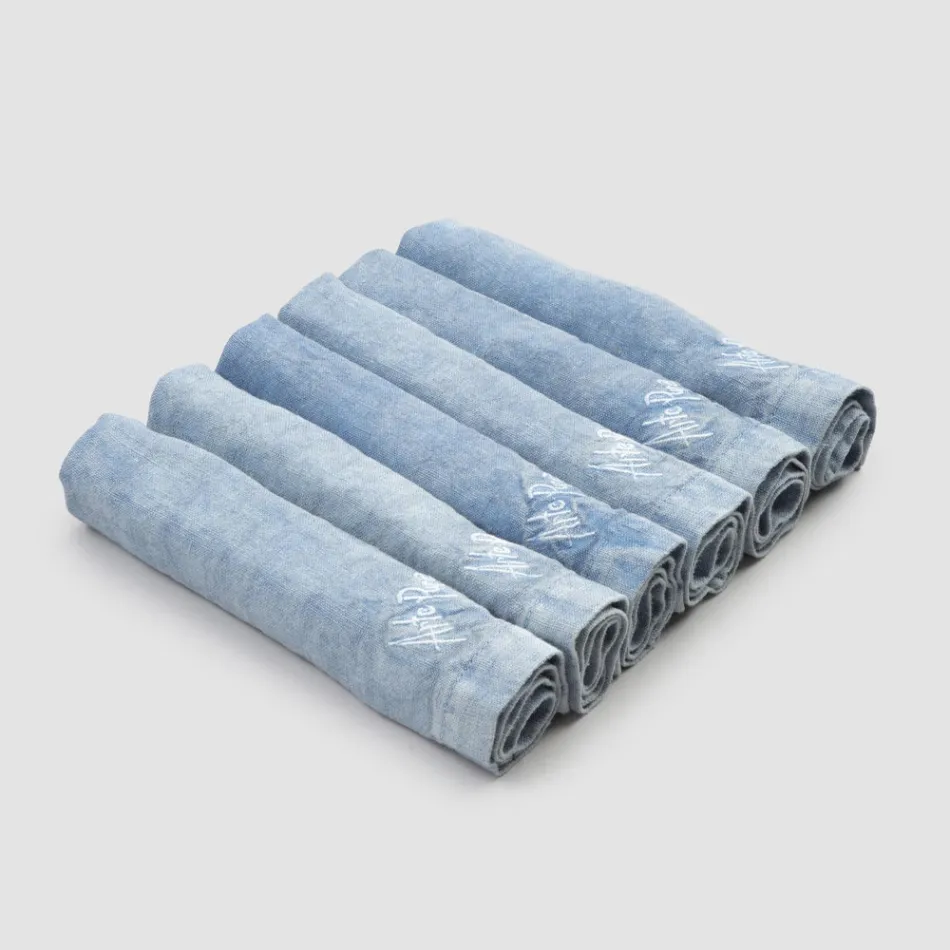 Tunge hørservietter med foldet kant, forskellige farver, 6 stykker - Onestini Viadurini