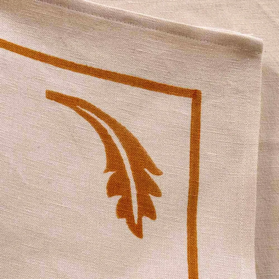 Serviet i blandet linned med håndtryk unikt stykke fremstillet i Italien - mærker Viadurini