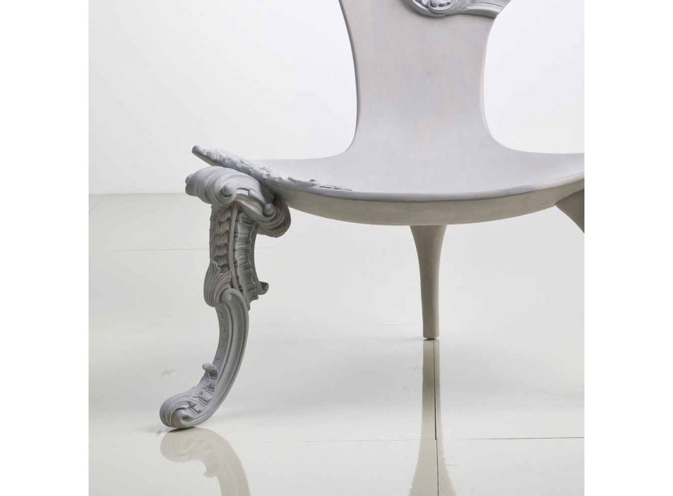 Throne håndskårne massivt egetræ grå design, Leon Viadurini