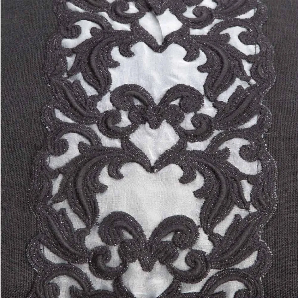 Stor kosmetiktaske i hør og bomuld med Farnese blonder og lynlås, 2 finish - Mike Viadurini