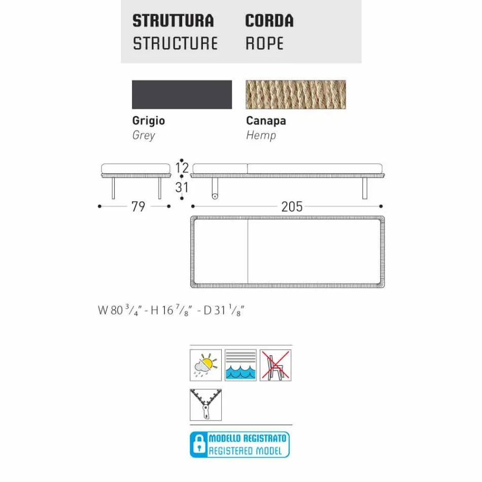 Varaschin Babylon Have eller indendørs seng, moderne design Viadurini