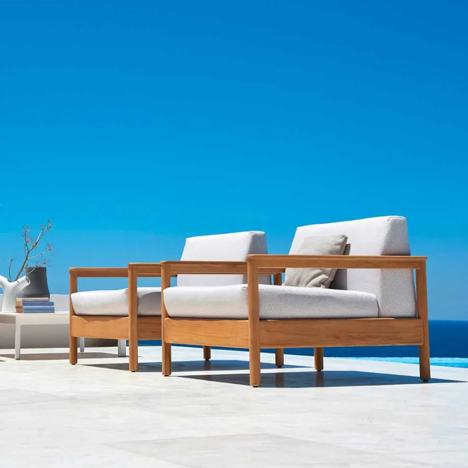 Varaschin Bali moderne udendørs lænestol i polstret stof Viadurini