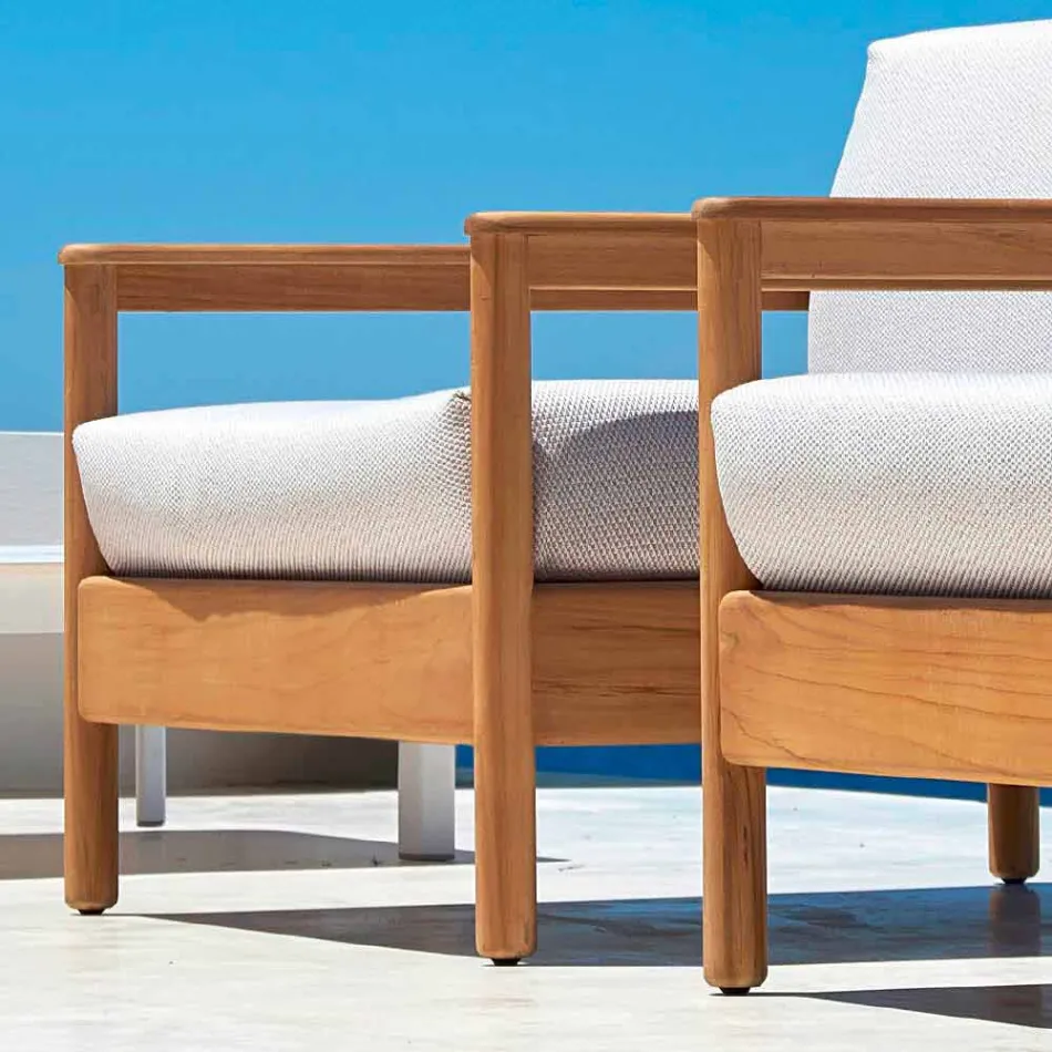 Varaschin Bali moderne udendørs lænestol i polstret stof Viadurini