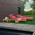 Varaschin Barcode sunlounger med udendørs hjul i teak træ Viadurini