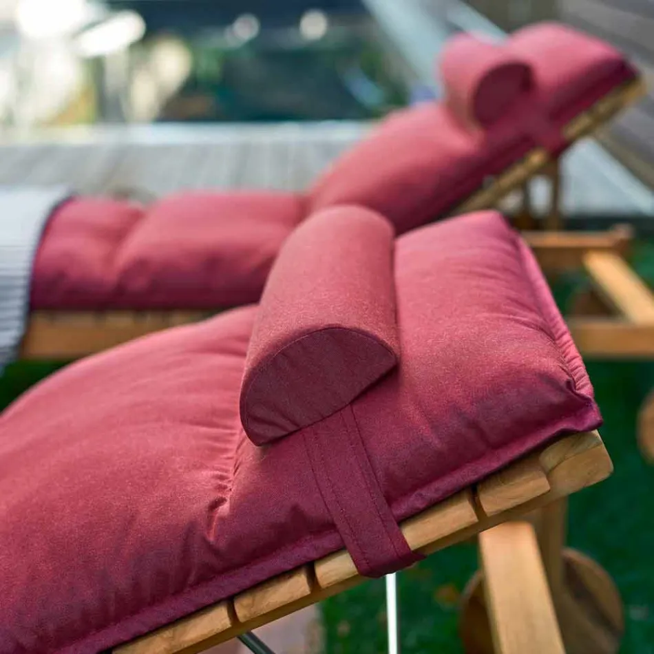 Varaschin Barcode sunlounger med udendørs hjul i teak træ Viadurini