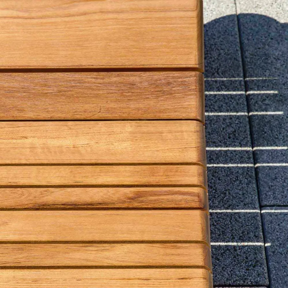 Varaschin Barcode sunlounger med udendørs hjul i teak træ Viadurini