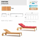 Varaschin Barcode sunlounger med udendørs hjul i teak træ Viadurini