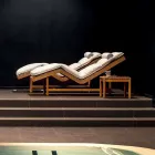 Varaschin Stregkode moderne have seng / indendørs teak Viadurini