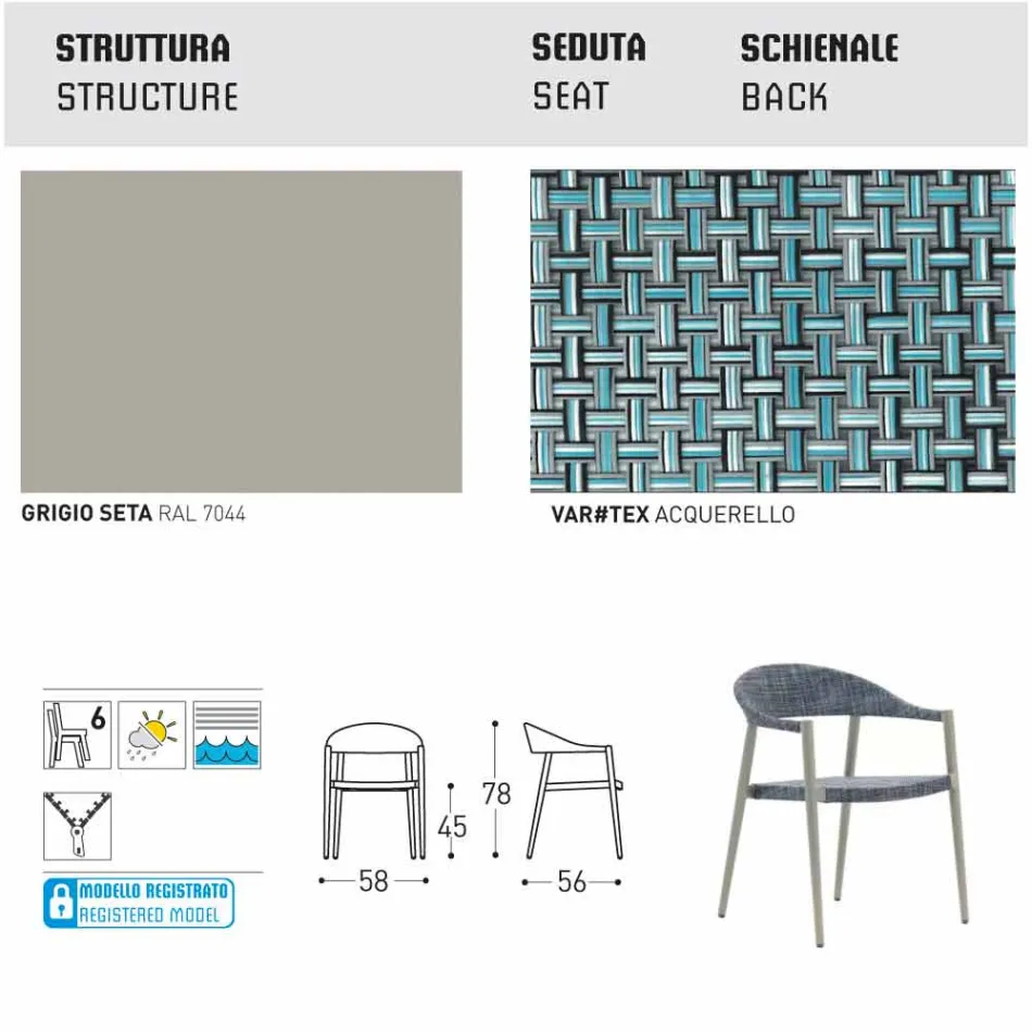 Varaschin Clever stol i moderne design have, 6 stykker Viadurini