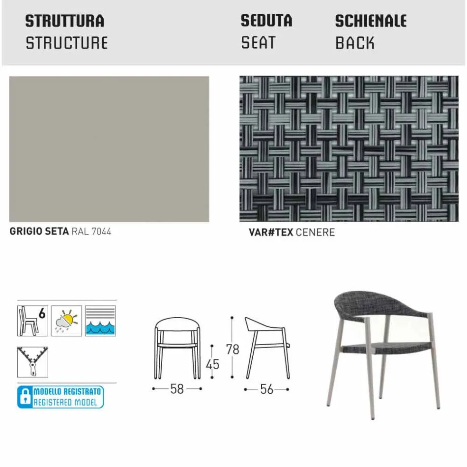 Varaschin Clever stol i moderne design have, 6 stykker Viadurini