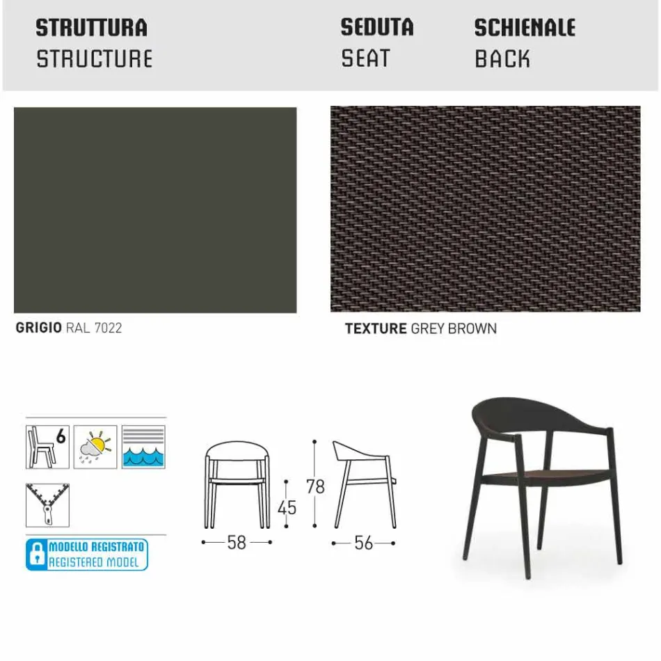 Varaschin Clever stol i moderne design have, 6 stykker Viadurini