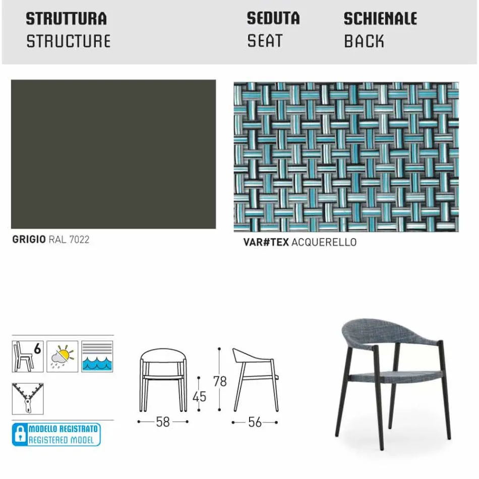 Varaschin Clever stol i moderne design have, 6 stykker Viadurini