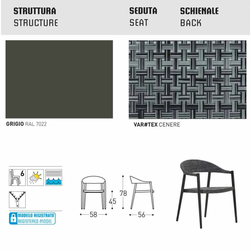 Varaschin Clever stol i moderne design have, 6 stykker Viadurini