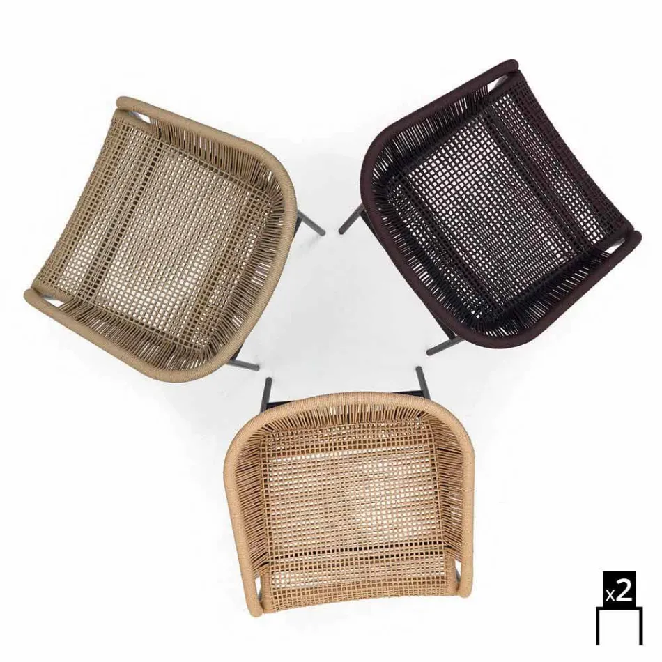 Varaschin Cricket stol med håndvævede ydre, 2 stykker Viadurini