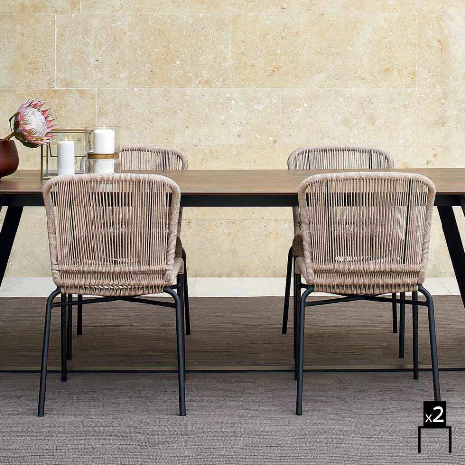 Varaschin Cricket udendørs stol moderne vævet i hånden, 2 stk Viadurini